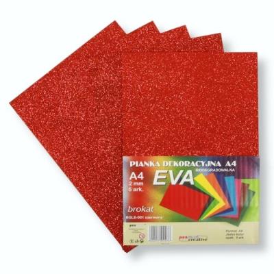 Opakowanie Pianka brokatowa A4 Eva czerwona biodegrad. 5szt