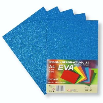 Opakowanie Pianka brokatowa A4 Eva niebieska biodegrad. 5szt