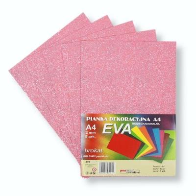 Opakowanie Pianka brokatowa A4 Eva pastel. róż biodegrad. 5sz