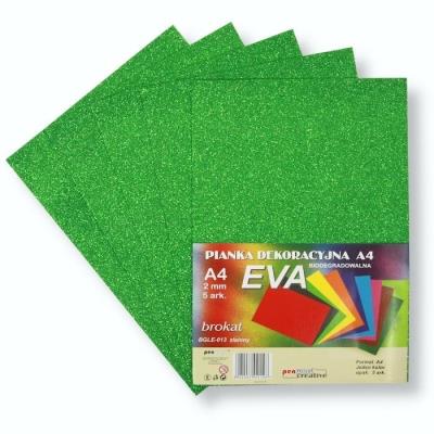 Opakowanie Pianka brokatowa A4 Eva zielona biodegrad. 5szt