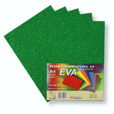 Opakowanie Pianka brokatowa A4 Eva zielona biodegrad. 5szt