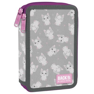 Opakowanie Piórnik 2-komorowy z wyposażeniem BACKUP 4 model DW 77 Kotki szary