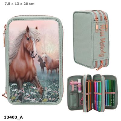 Opakowanie Piórnik 3-komorowy z wyposażeniem Miss Melody Romantic Fields 13403A