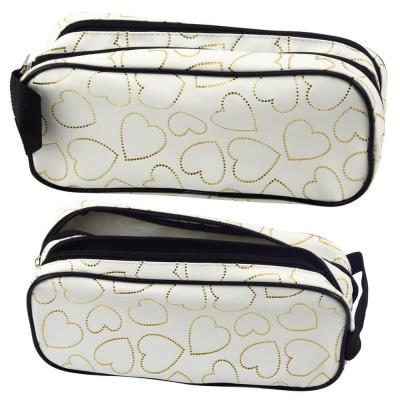 Opakowanie Piórnik dwukomorowy złote serca biały