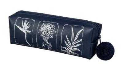 Opakowanie Piórnik jednokomorowy czarny - Kwiaty