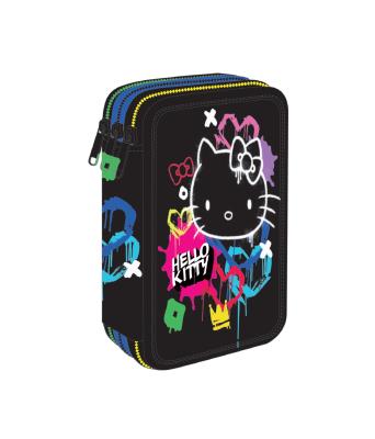 Opakowanie Piórnik potrójny z wyposażeniem Hello Kitty Jumper 3 Black Neon
