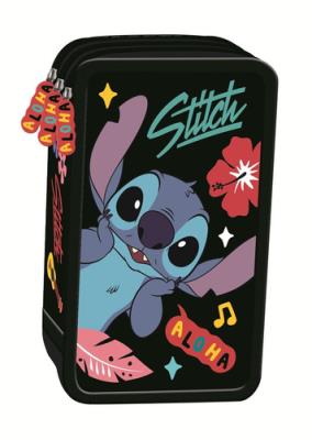 Opakowanie Piórnik potrójny z wyposażeniem Stitch black Aloha