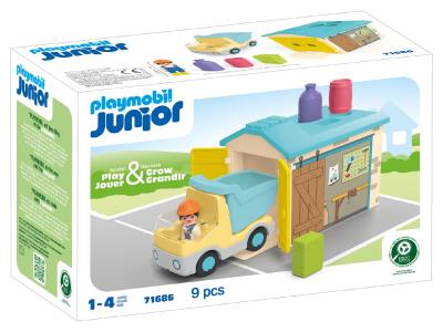 Opakowanie Playmobil JUNIOR Ciężarówka z garażem z funkcją sortera 71686