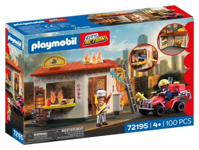 Opakowanie Playmobil Quad straży pożarnej oraz stoisko z burg 72195