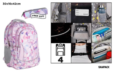 Opakowanie Plecak czterokomorowy 30x16x42cm + piórnik