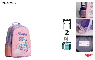Opakowanie Plecak dwukomorowy Jednorożec różowy 22x9x29cm