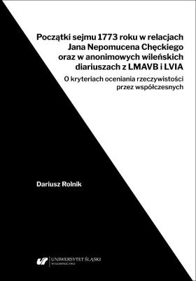 Okładka książki Początki sejmu 1773 roku w relacjach Jana Nepomuce