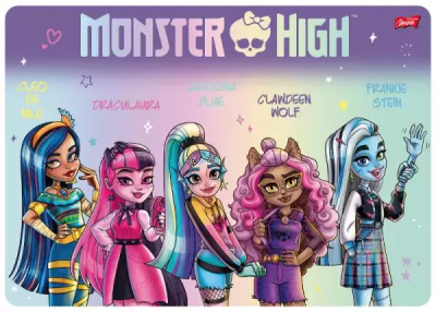 Podkład dwustronny laminowany Monster High. Wydawca: UNIPAP. SmakLiter.pl Opakowanie Podkład dwustronny laminowany Monster High