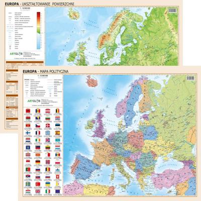 Opakowanie Podkładka na biurko Europa polityczno-fizyczna 1:12 000 000 dwustronna