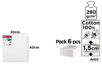 Podobrazie 30x40x1,5cm 280G/m2 (6szt). Wydawca: Artix. SmakLiter.pl Opakowanie Podobrazie 30x40x1,5cm 280G/m2 (6szt)