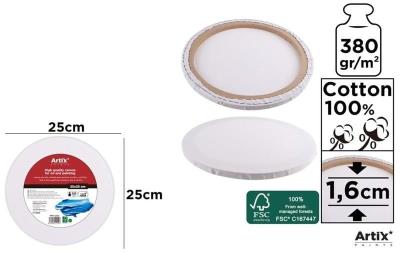 Podobrazie okrągłe 25x25x1.6cm 380G/m2. Wydawca: Artix. SmakLiter.pl Opakowanie Podobrazie okrągłe 25x25x1.6cm 380G/m2