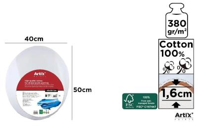 Podobrazie owalne 40x50x1,6cm 380G/m2. Wydawca: Artix. SmakLiter.pl Opakowanie Podobrazie owalne 40x50x1,6cm 380G/m2