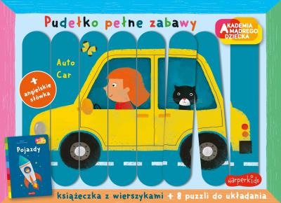Pojazdy. Akademia mądrego dziecka. Pudełko pełne zabawy. Autor: Dmitroca Zbigniew. SmakLiter.pl Okładka książki Pojazdy. Akademia mądrego dziecka. Pudełko pełne zabawy