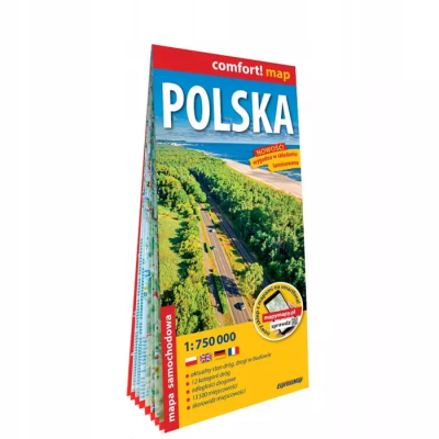 Polska laminowana mapa samochodowa 1:750 000. Autor:   Praca zbiorowa. SmakLiter.pl Okładka książki Polska laminowana mapa samochodowa 1:750 000