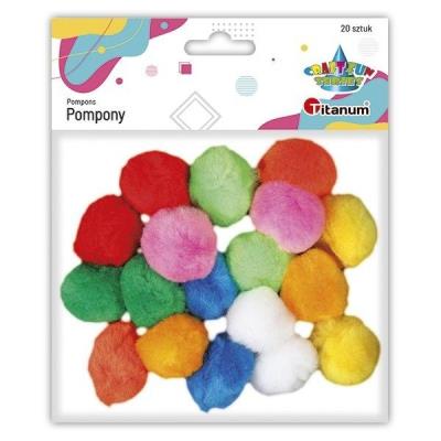 Opakowanie Pompony akrylowe 30mm mix kolorów 20szt
