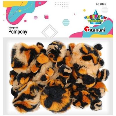 Opakowanie Pompony akrylowe cętki tygrysa mix 45szt