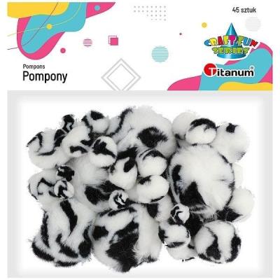 Opakowanie Pompony akrylowe cętki tygrysa mix 45szt