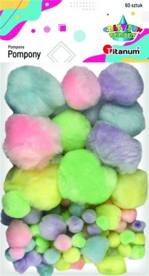 Opakowanie Pompony akrylowe mix kolorów pastelowych 60szt