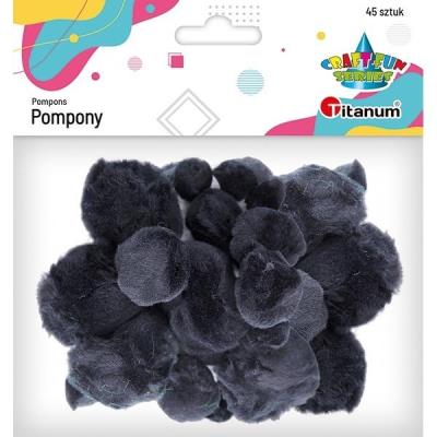 Opakowanie Pompony akrylowe mix rozmiarów czarne 45szt