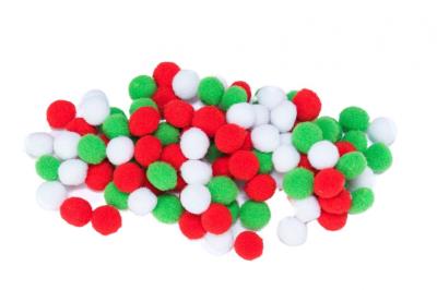 Opakowanie Pompony białe czerw zielone 1cm