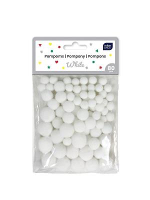 Opakowanie Pompony do dekoracji 80szt White