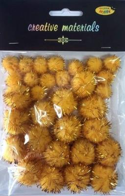 Opakowanie Pompony glitter złote 15x25mm 30szt