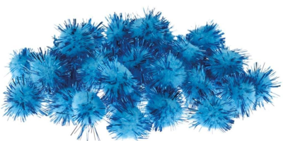 Opakowanie Pompony metaliczne niebieskie 2cm