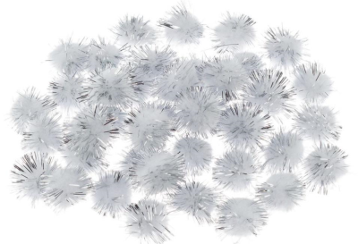 Opakowanie Pompony metaliczne srebrne 2cm