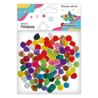 Opakowanie Pompony poliestrowe 10mm mix kolorów 100szt