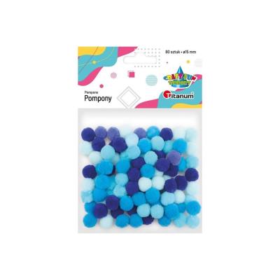 Opakowanie Pompony poliestrowe 15mm tonacja niebieska 80szt