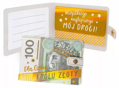 Opakowanie Portfelik Dla Ciebie królu złoty banknot 100zł