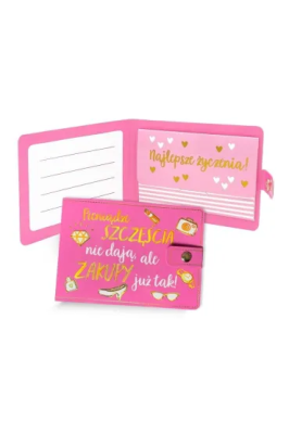 Portfelik Pieniądze szczęścia nie dają. Wydawca: Kukartka. SmakLiter.pl Opakowanie Portfelik Pieniądze szczęścia nie dają