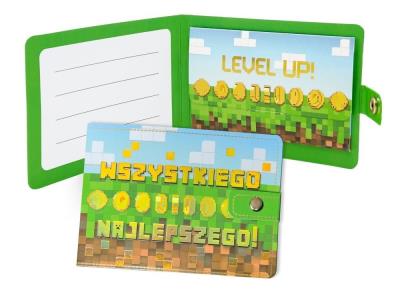 Portfelik Wszystkiego najlepszego piksele. Wydawca: Kukartka. SmakLiter.pl Opakowanie Portfelik Wszystkiego najlepszego piksele