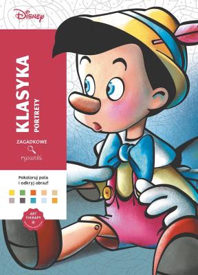 Okładka książki Portrety. Disney. Klasyka. Zagadkowe rysunki. Kolorowanka antystresowa. Art therapy