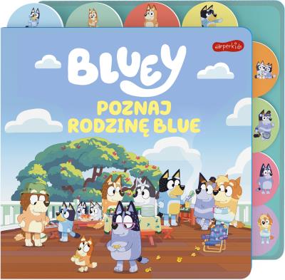 Okładka książki Poznaj rodzinę Blue. Bluey. Książka z registrami