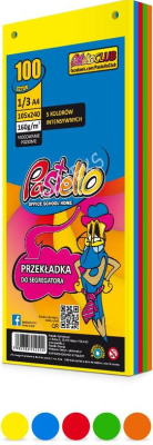 Przekładka do segregatora 1/3 A4 100K 5 kolorów. Wydawca: Alfa Pastello. SmakLiter.pl Opakowanie Przekładka do segregatora 1/3 A4 100K 5 kolorów