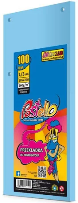 Przekładka do segregatora 1/3 A4 100K IT120 niebieska. Wydawca: Alfa Pastello. SmakLiter.pl Opakowanie Przekładka do segregatora 1/3 A4 100K IT120 niebieska