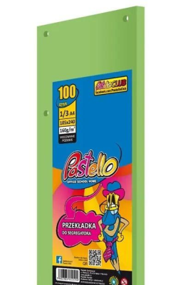 Przekładka do segregatora 1/3 A4 100K IT130 zielona. Wydawca: Alfa Pastello. SmakLiter.pl Opakowanie Przekładka do segregatora 1/3 A4 100K IT130 zielona