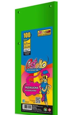 Przekładka do segregatora 1/3 A4 100K IT230 zielona. Wydawca: Alfa Pastello. SmakLiter.pl Opakowanie Przekładka do segregatora 1/3 A4 100K IT230 zielona