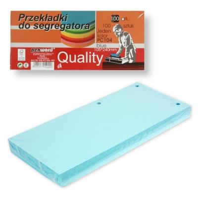 Przekładki do segregatora 100szt blue. Wydawca: PENWORD. SmakLiter.pl Opakowanie Przekładki do segregatora 100szt blue