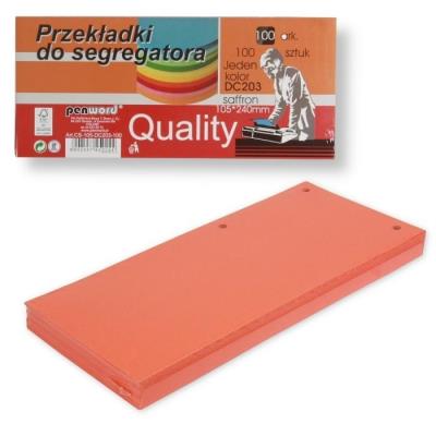 Przekładki do segregatora 100szt saffron. Wydawca: PENWORD. SmakLiter.pl Opakowanie Przekładki do segregatora 100szt saffron
