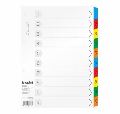 Opakowanie Przekładki kartonowe A4 laminowane 10-numeryczne