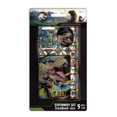 Przybory szkolne Jurassic 5el. Wydawca: Diakakis. SmakLiter.pl Opakowanie Przybory szkolne Jurassic 5el