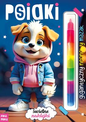 Psiaki. Gigantyczny neonowy mazak. Marker modułowy. Autor: Opracowanie zbiorowe. SmakLiter.pl Okładka książki Psiaki. Gigantyczny neonowy mazak. Marker modułowy