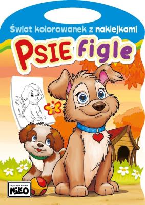 Okładka książki Psie figle. Świat kolorowanek z naklejkami